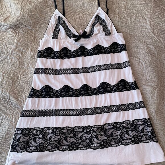 Victoria's Secret Blush Pink Modal and Black Lace Babydoll Nightie Slip NWOT - Picture 8 of 12